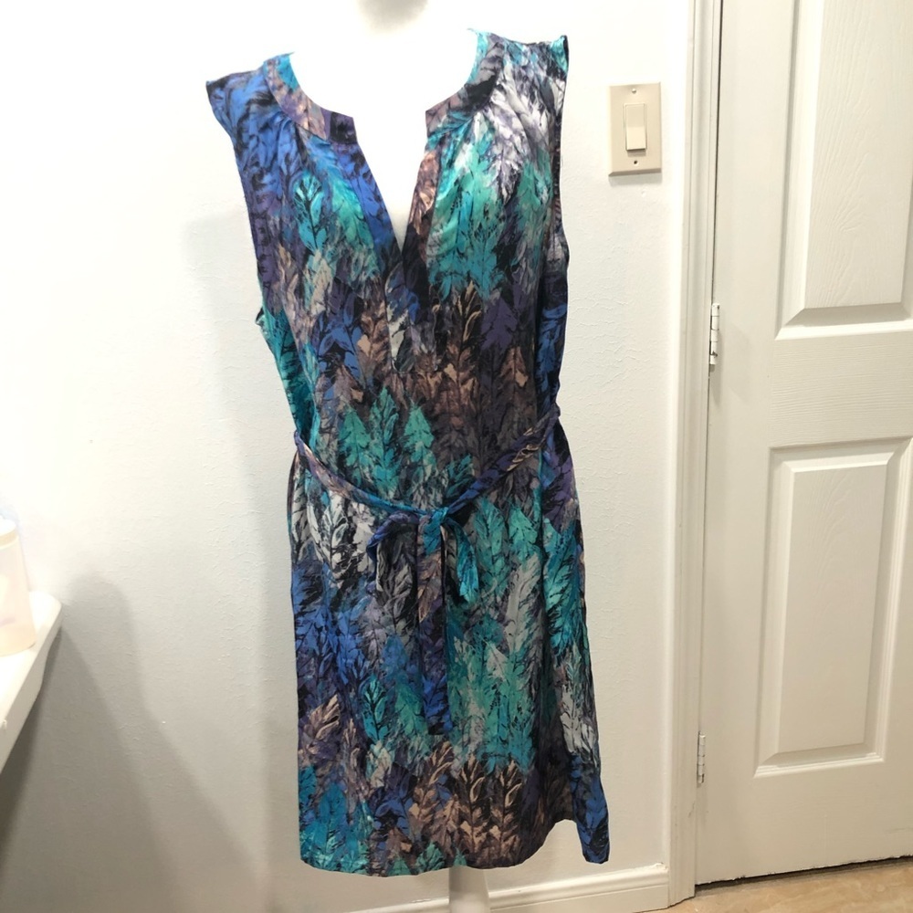 Fynn & Rose blue casual dress woman size 1X watercolors resort wear
